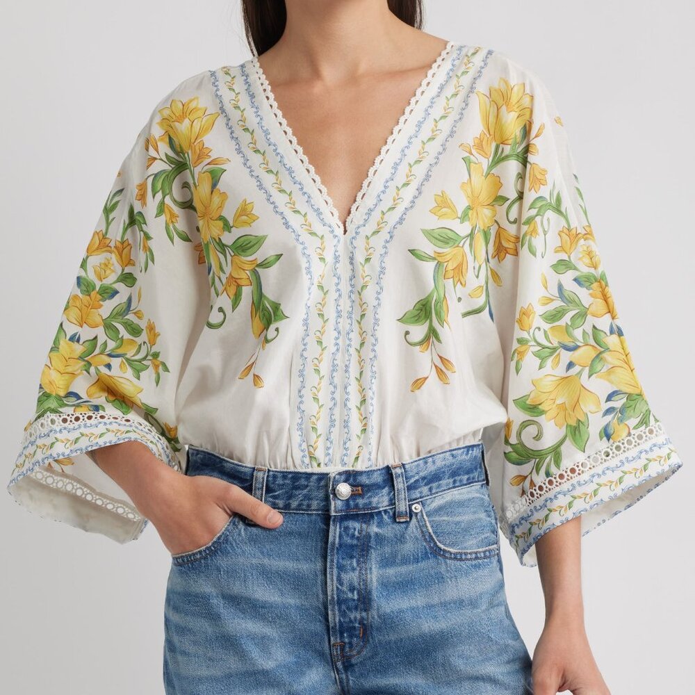 Farm Rio Sicily Dolman Sleeve Bodysuit, NWT, Medium